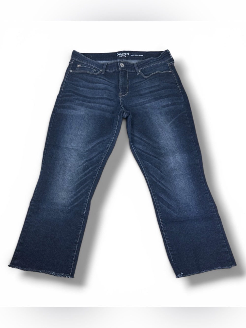 Denizen by Levi’s Modern Slim Stonewash Denim Cut-off Cropped Flare Jeans